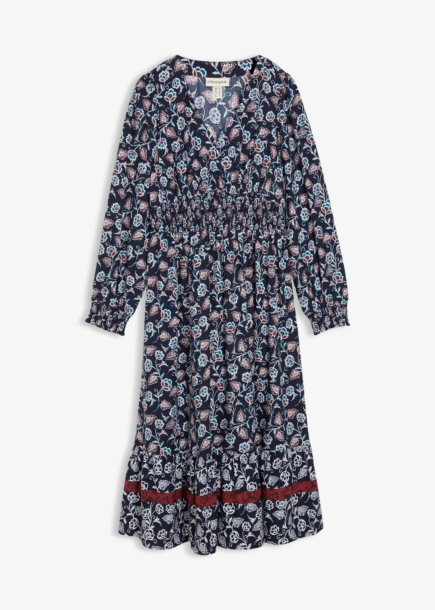 Maxi jurk van soepele viscose • donkerblauw-wolwit-kastanjerood-zeeturkoois-zwart • bonprix online shop