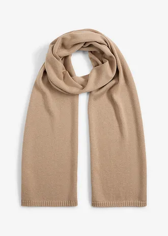 Šála z jemné pleteniny s vlnou merino, barva: khaki béžová
