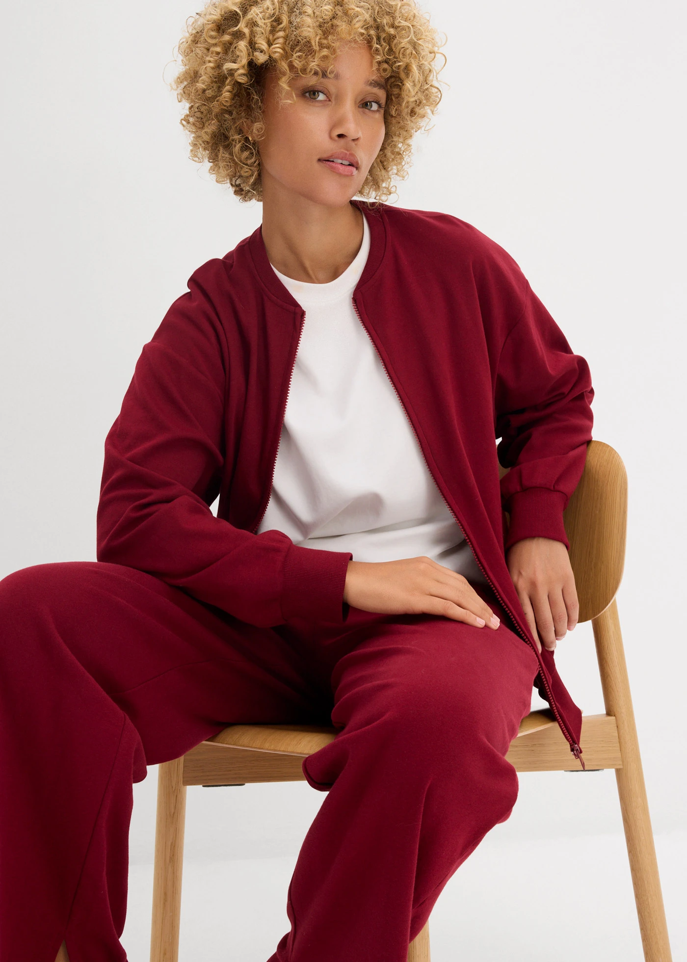 Sweatvest van puur katoen • rood • bonprix online shop