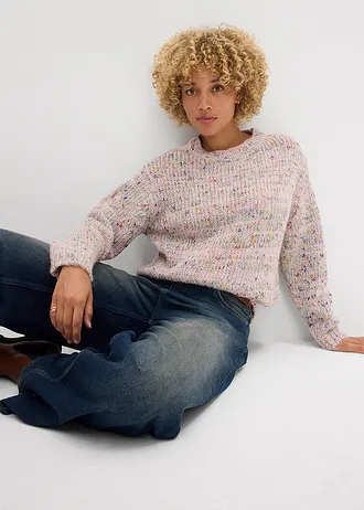 Oversize svetr z nopkové příze • čajová růže s melírem • bonprix obchod
