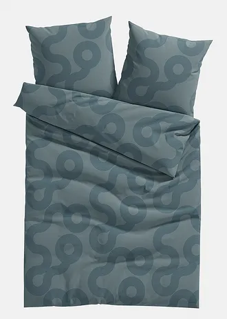 Dekbedovertrek met grafisch design, Kleur: blauwgrijs