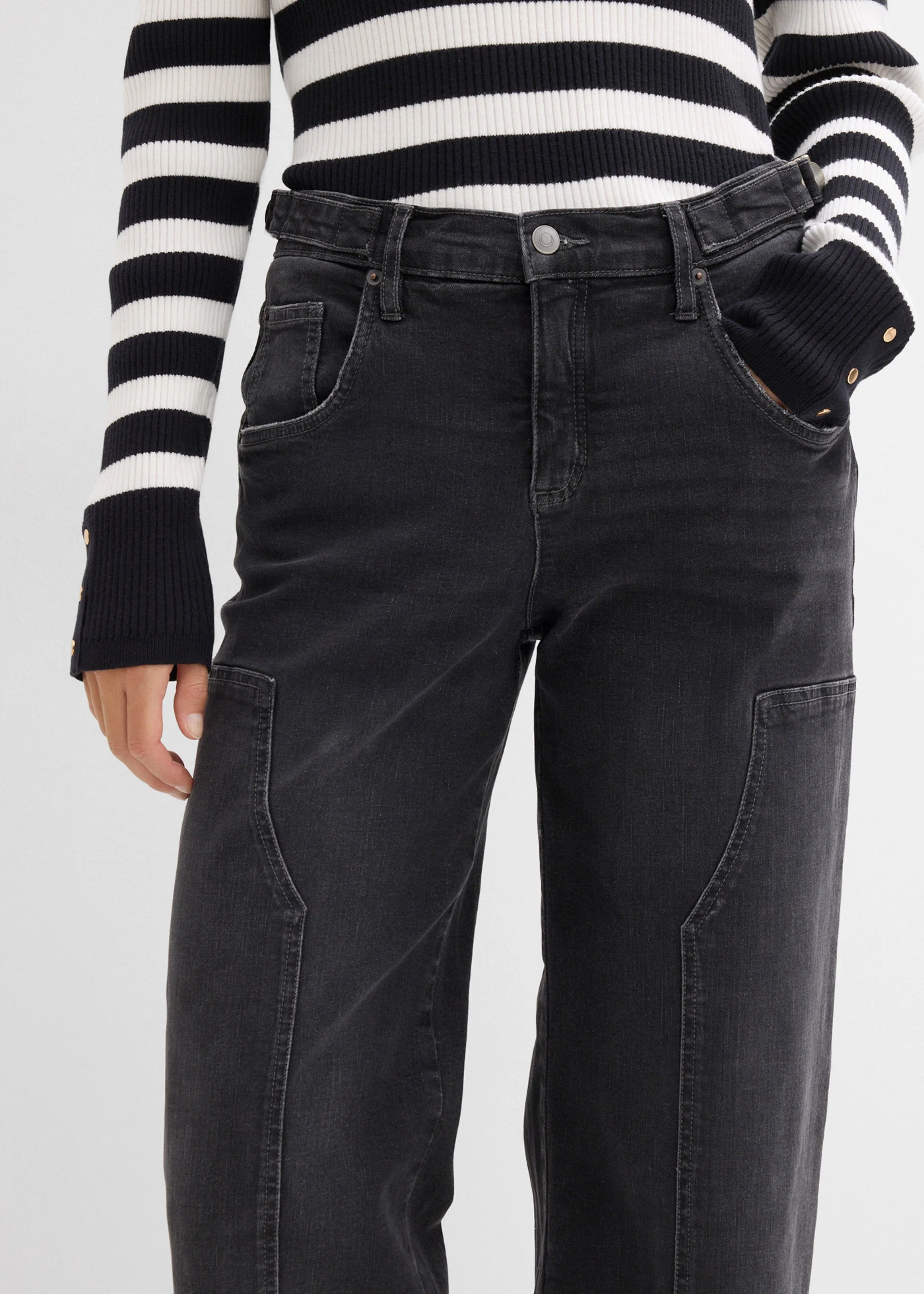 Džíny Wide Leg, Mid Waist • tmavě šedý denim used • bonprix obchod