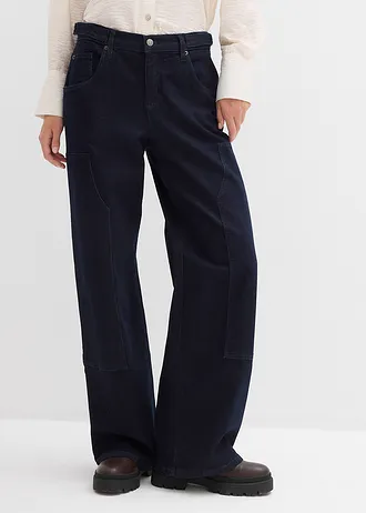 Džíny Wide Leg, Mid Waist • sytě modrý denim unwashed • bonprix obchod