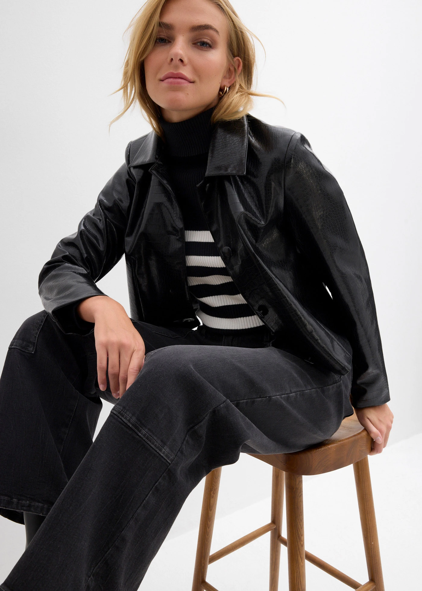 Džíny Wide Leg, Mid Waist • tmavě šedý denim used • bonprix obchod