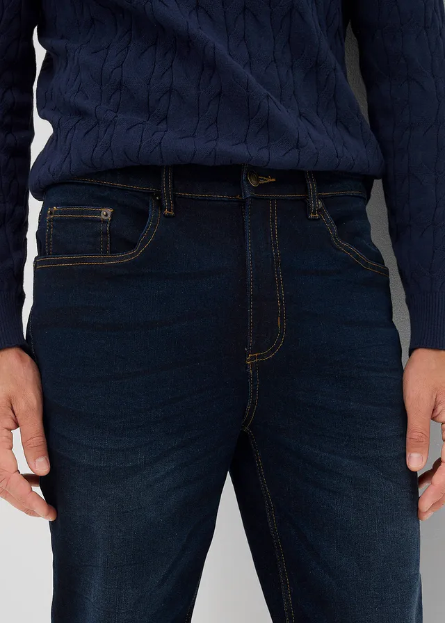 Classic fit stretch jeans, straight • donkerblauw denim • product-page.page-title-suffix