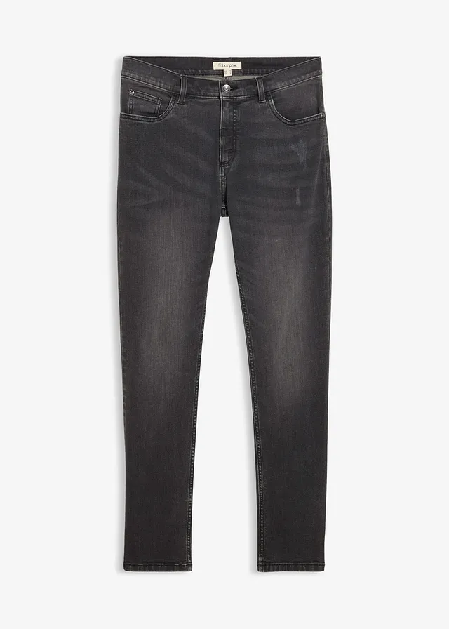 Strečové džíny Slim Fit, Straight • černý denim used • bonprix obchod