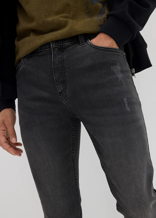 Slim fit stretch jeans, straight • zwart denim used • product-page.page-title-suffix