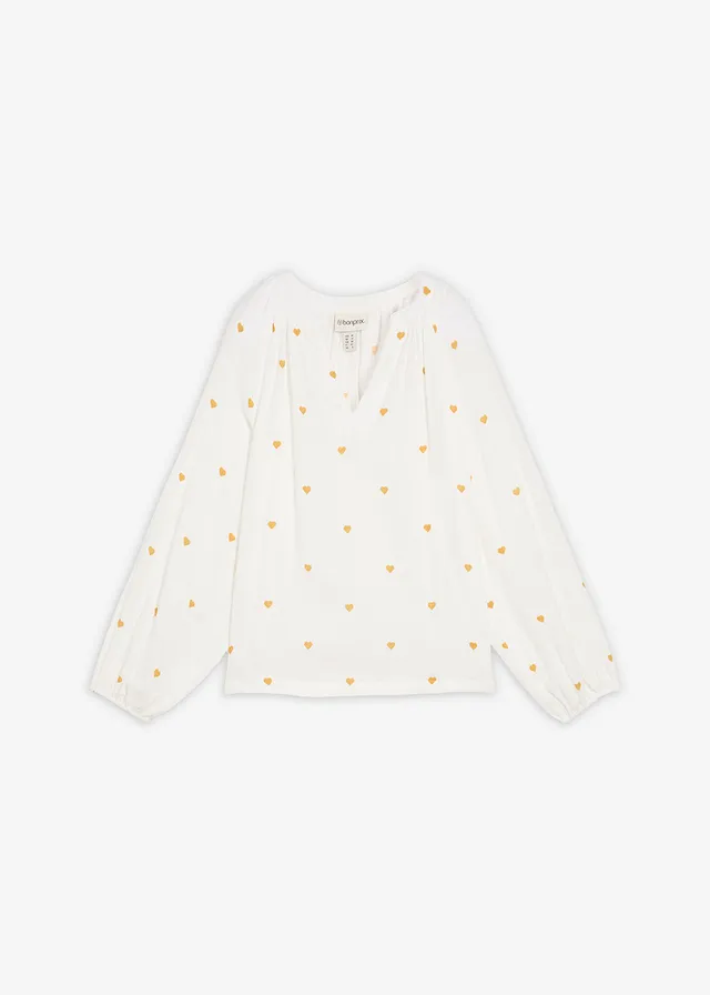 Mušelínová tunika • bílo-pískovcově hnědá s potiskem • bonprix obchod