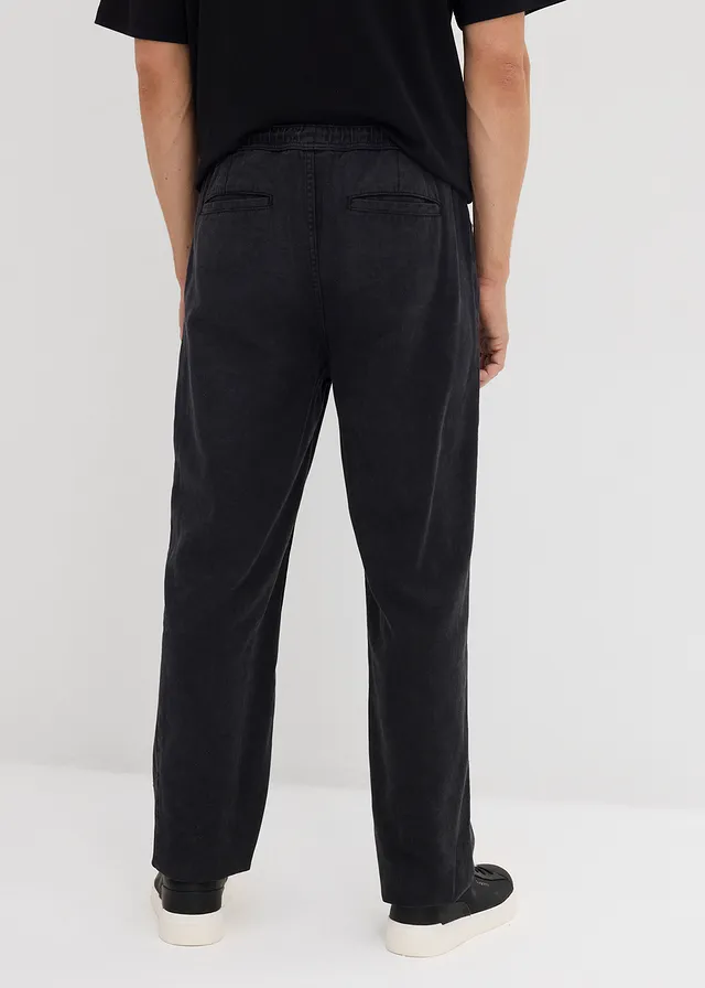 Pantalon taille extensible fuselé en twill 100% coton • noir • product-page.page-title-suffix