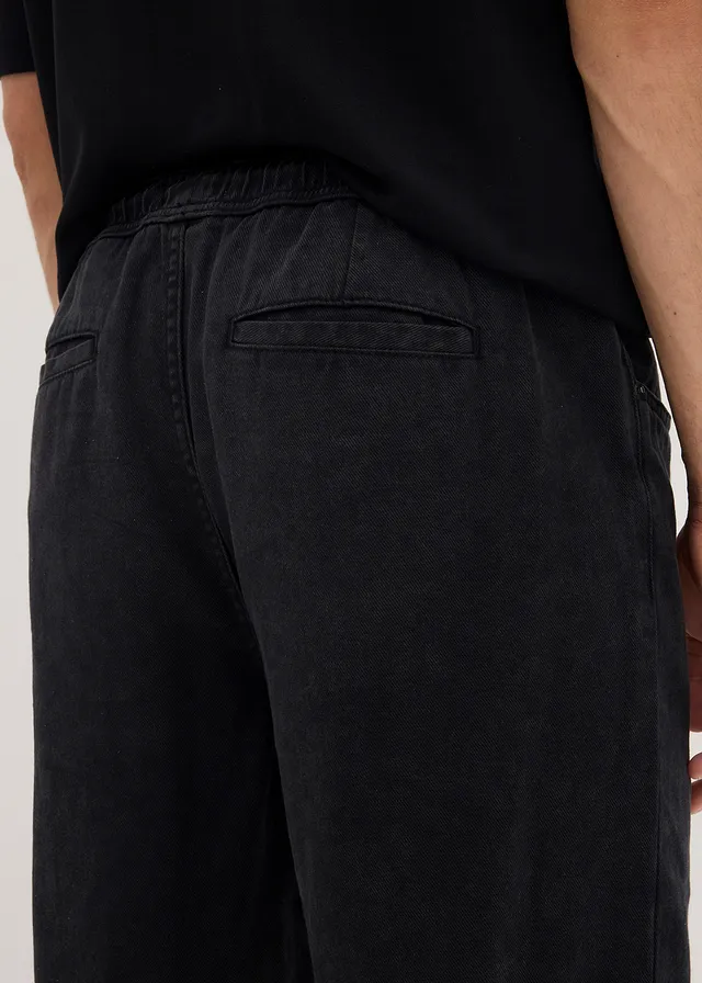 Pantalon taille extensible fuselé en twill 100% coton • noir • product-page.page-title-suffix