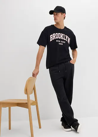 Kalhoty bez zapínání, Relaxed Fit, z čistého bavlněného kepru, Tapered • černá • bonprix obchod