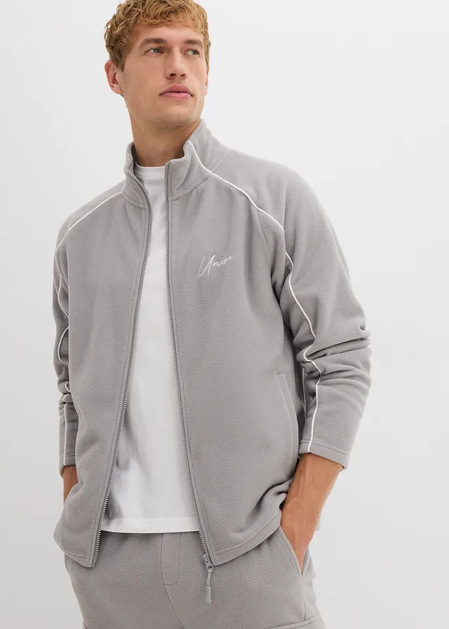 Warmende fleece vest met sportieve details, Kleur: schaduwgrijs