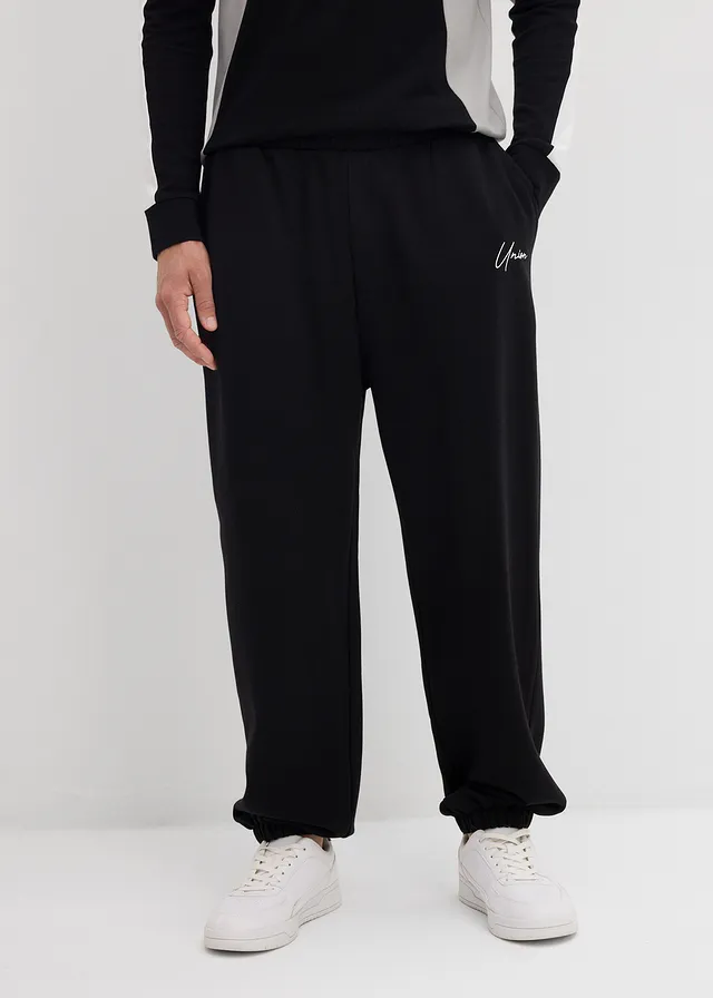 Joggingbroek van puur katoen, loose fit, Kleur: zwart