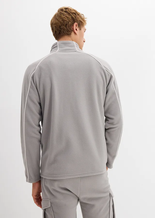 Warmende fleece vest met sportieve details, Kleur: schaduwgrijs