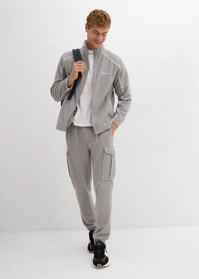 Warmende fleece vest met sportieve details, Kleur: schaduwgrijs