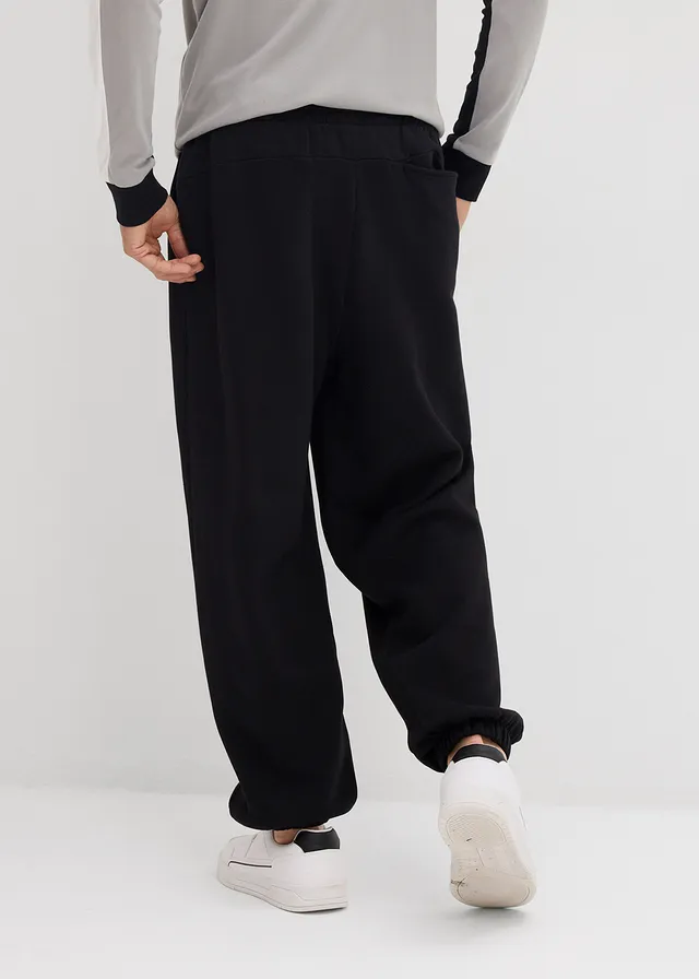 Pantalon de jogging ample, 100% coton, Couleur: noir