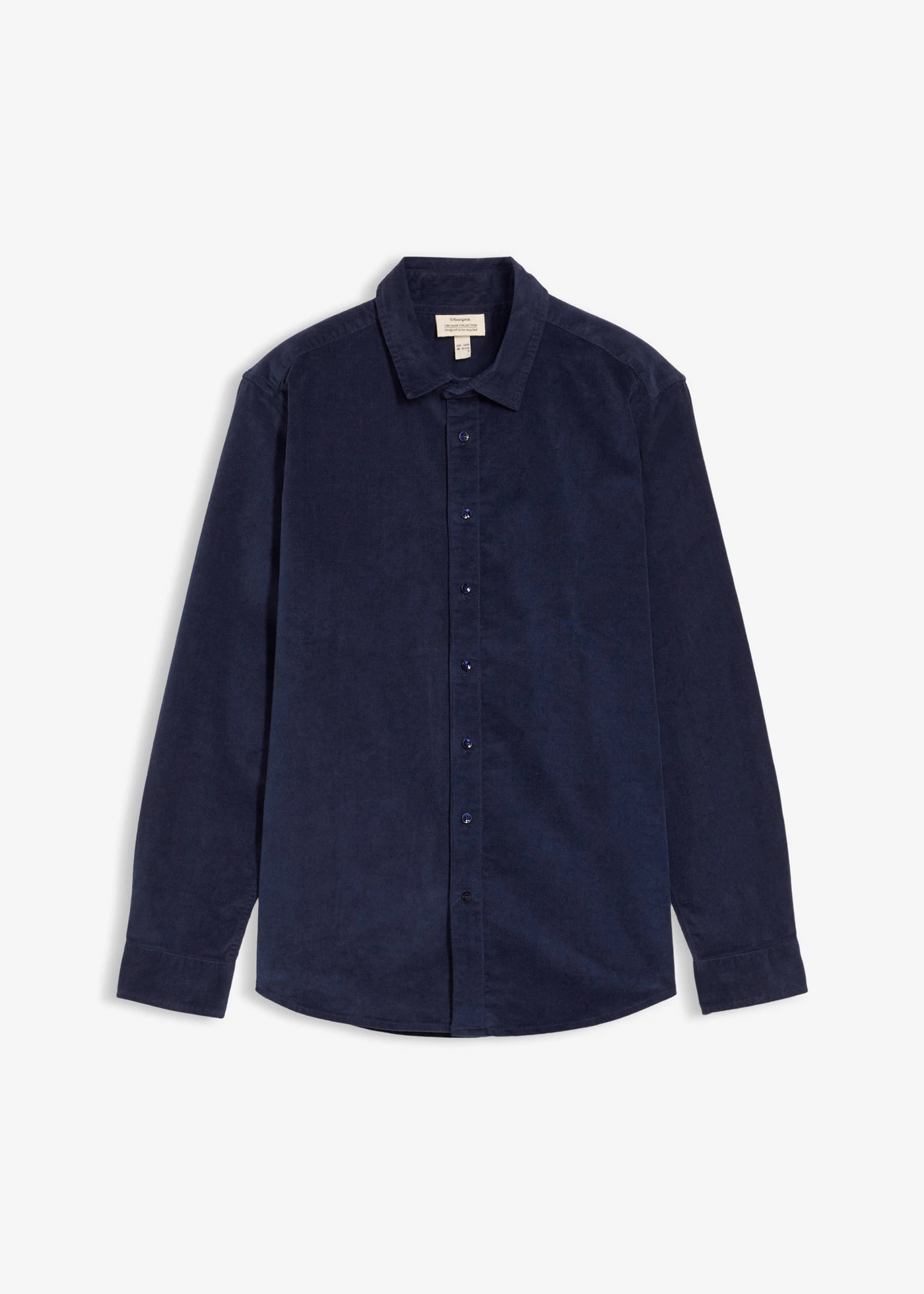 Cămașă moale din material reiat stretch, din bumbac organic • bleumarin • magazin bonprix