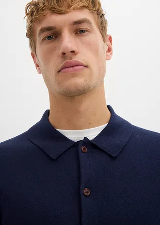 Rozepínací svetr z jemné pleteniny s luxusní merino vlnou, Slim Fit • tmavě modrá • bonprix obchod