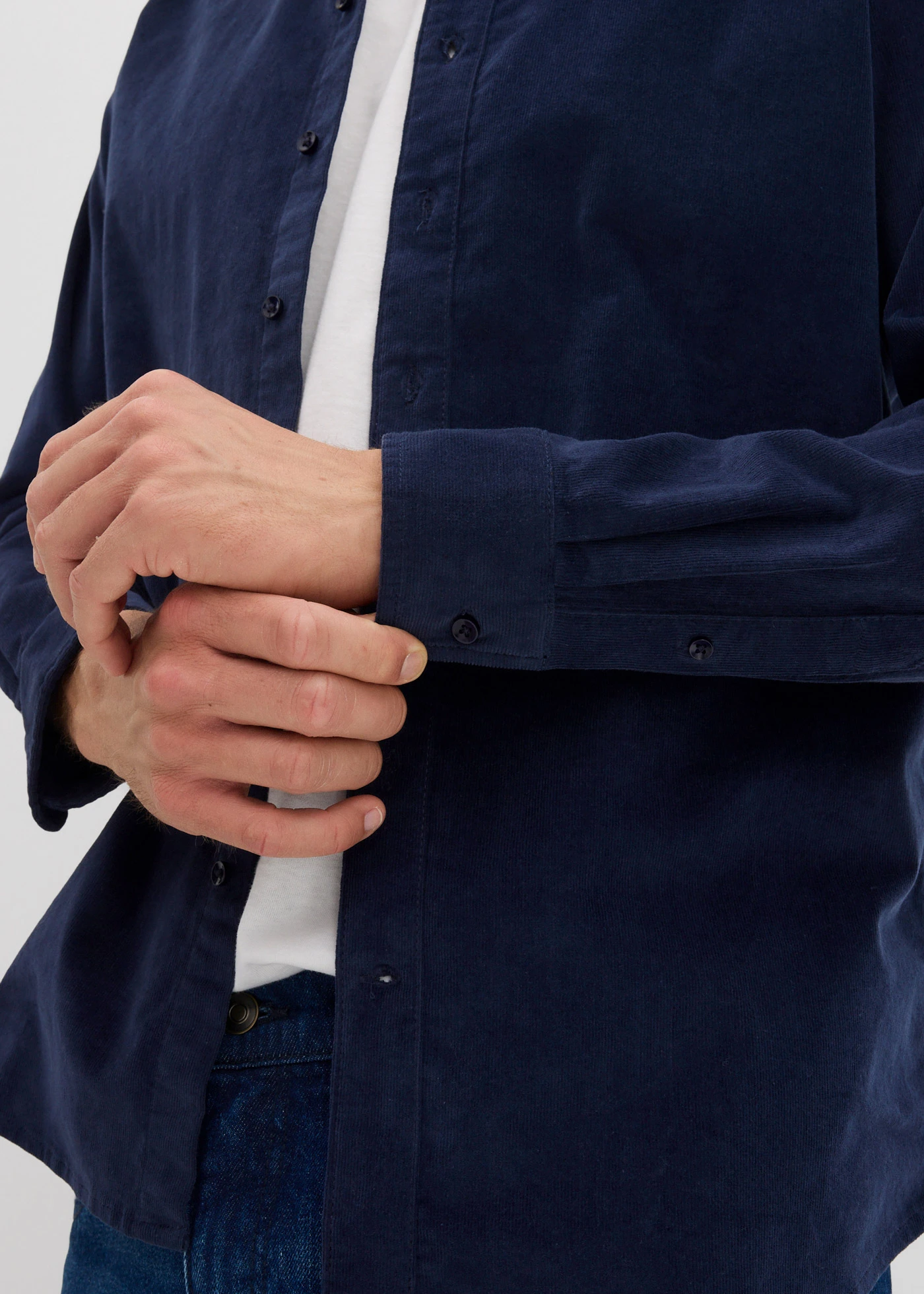 Zacht corduroy overhemd met stretch van biologisch katoen • donkerblauw • bonprix online shop