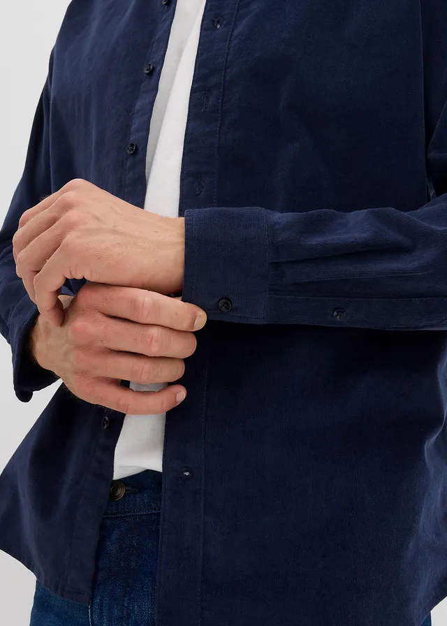 Zacht corduroy overhemd met stretch van biologisch katoen • donkerblauw • product-page.page-title-suffix