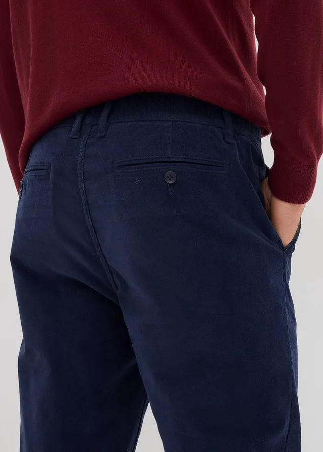 Regular fit stretch corduroy broek met biologisch katoen, tapered • donkerblauw • product-page.page-title-suffix