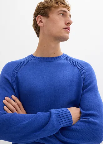 Pull en fine maille de coton • bleu brillant • Boutique bonprix