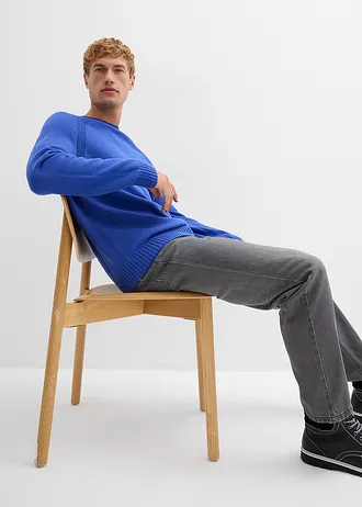 Fijngebreide trui van recyclebaar katoen • edelsteenblauw • bonprix online shop