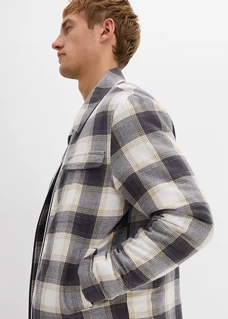 Flanelová košilová bunda s lehkou podšívkou • hnědá kostka • bonprix obchod