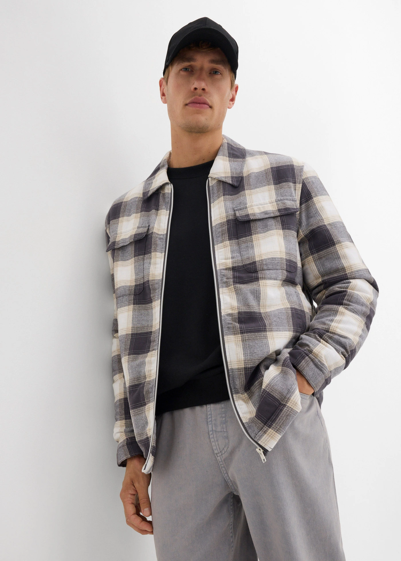 Flanelová košilová bunda s lehkou podšívkou • hnědá kostka • bonprix obchod