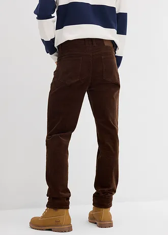 Pantalon en velours côtelé extensible et confortable, Slim, Couleur: marron