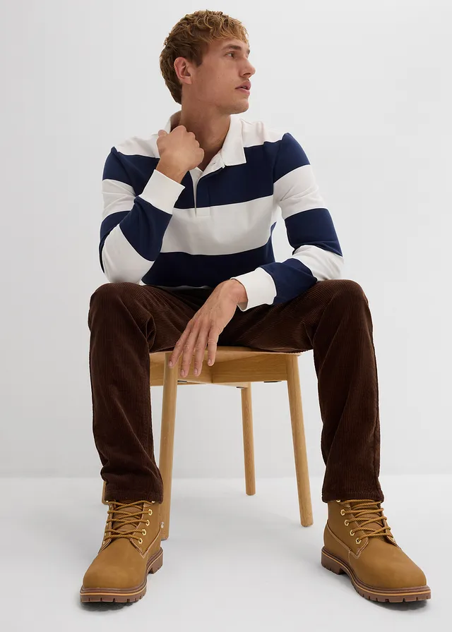 Strečové manšestrové kalhoty v pohodlném střihu, Slim Fit • hnědá • bonprix obchod