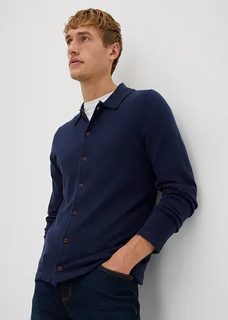 Rozepínací svetr z jemné pleteniny s luxusní merino vlnou, Slim Fit • tmavě modrá • bonprix obchod