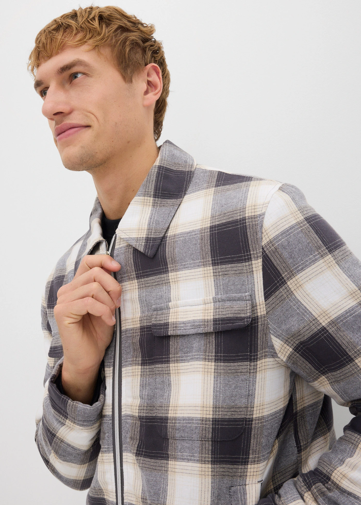 Flanelová košilová bunda s lehkou podšívkou • hnědá kostka • bonprix obchod