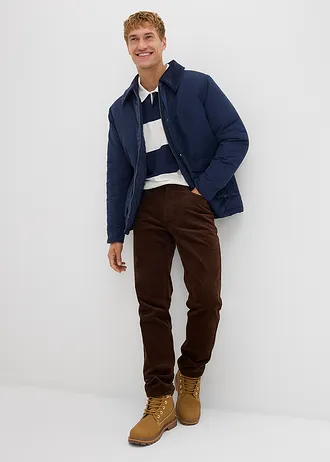 Pantalon en velours côtelé extensible et confortable, Slim, Couleur: marron