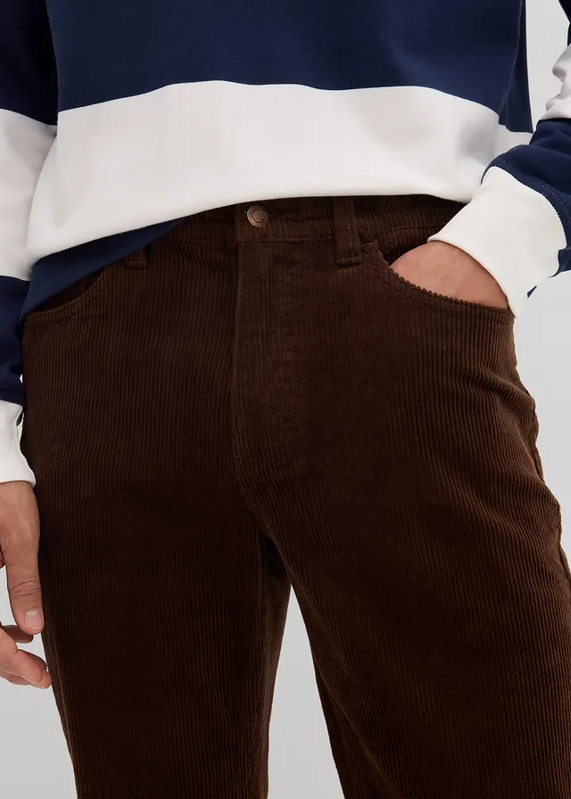 Strečové manšestrové kalhoty v pohodlném střihu, Slim Fit • hnědá • bonprix obchod