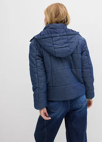 Prošívaná bunda z džínoviny, barva: tmavě modrý denim