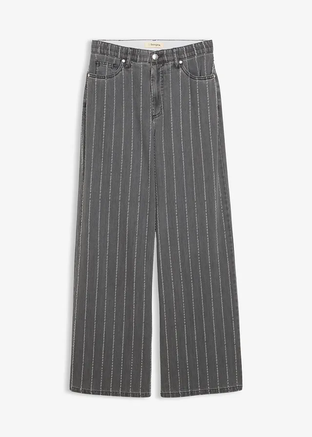 Blugi wide leg High Waist cu efecte destroyed