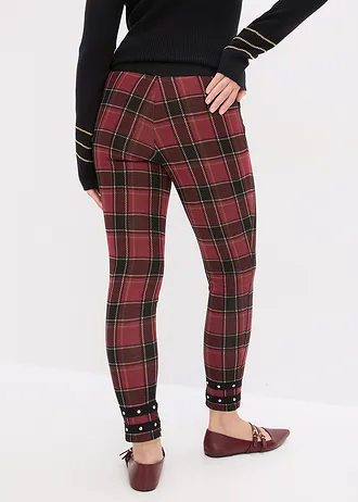 Jegging arany színben fénylő szegecsekkel • piros/kockás • bonprix áruház