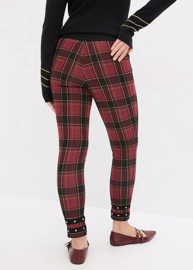 Jegging avec rivets dorés • rouge carreaux • product-page.page-title-suffix