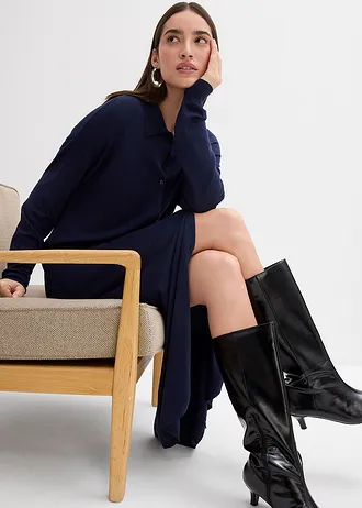 Šaty z jemného úpletu ze směsi s viskózou • tmavě modrá • bonprix obchod