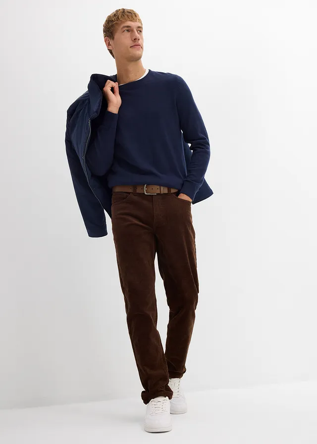 Fijngebreide trui met prachtige merinowol, Kleur: donkerblauw