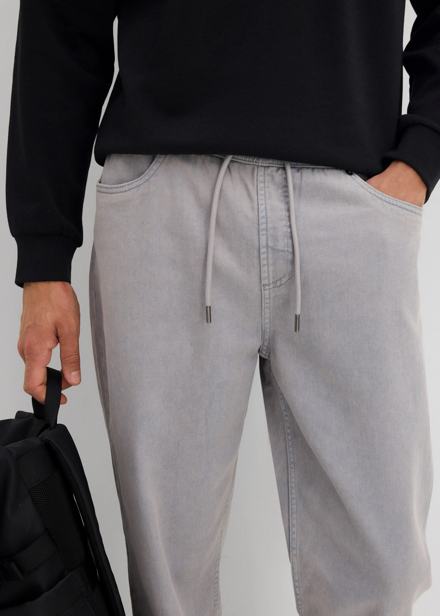 Relaxed Fit instapbroek van katoen-twill, tapered • schaduwgrijs • bonprix online shop