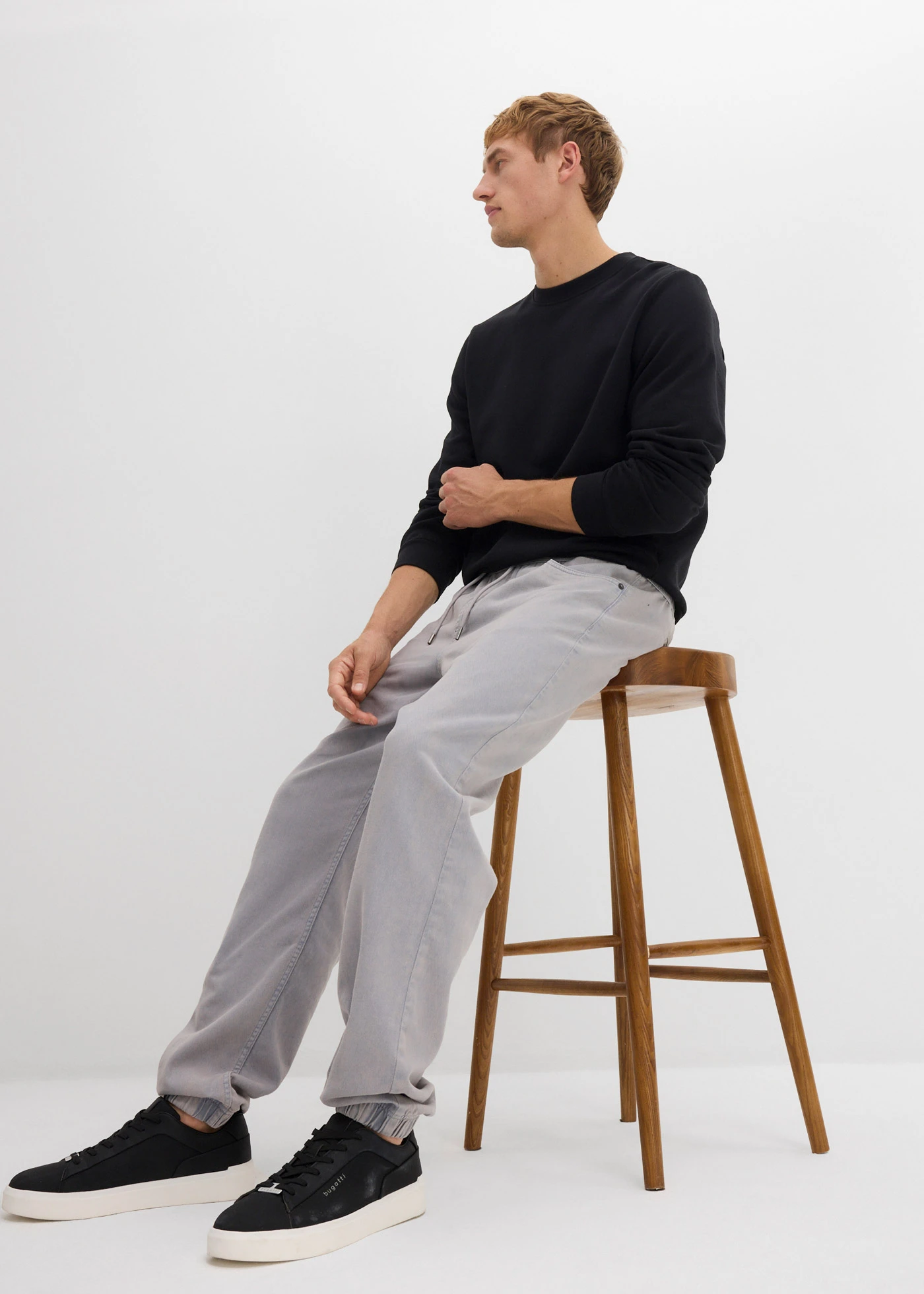 Relaxed Fit instapbroek van katoen-twill, tapered • schaduwgrijs • bonprix online shop