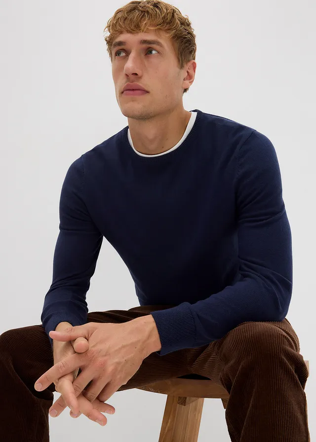 Pull en fine maille avec laine mérinos • bleu foncé • product-page.page-title-suffix