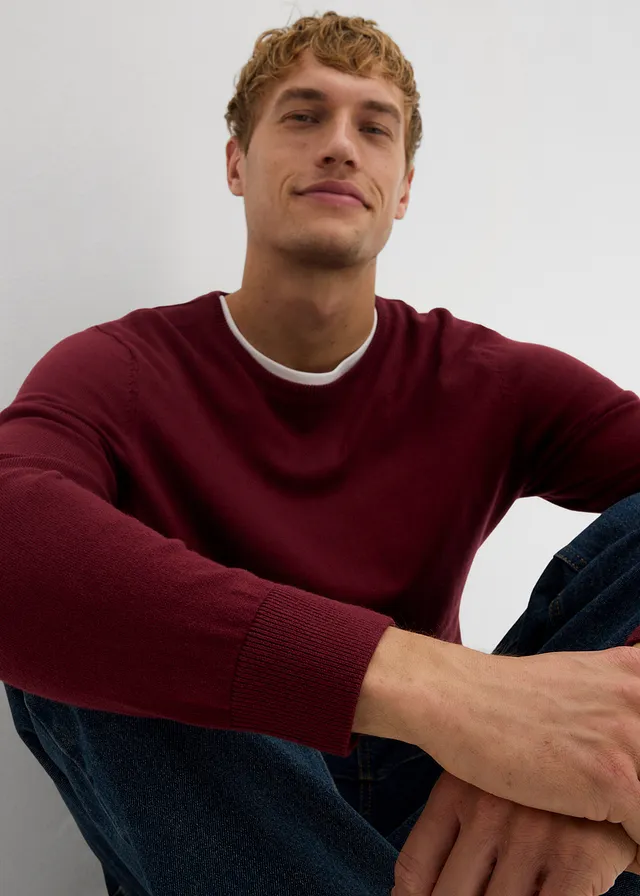 Pull en fine maille avec laine mérinos • bordeaux • product-page.page-title-suffix