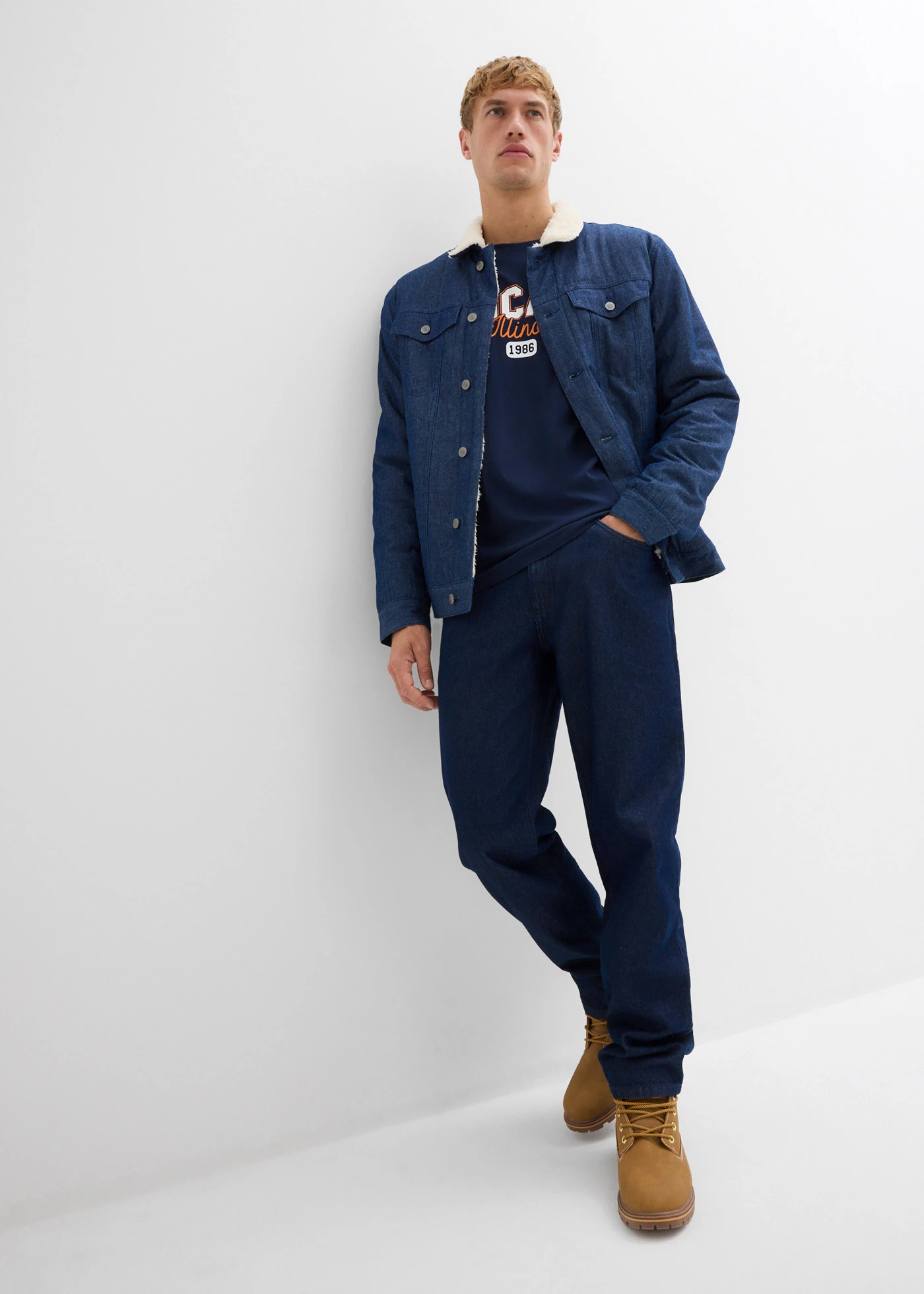 Hosszú ujjú póló tiszta bio-pamutból (2 db-os csomag) • sötétkék+mélyzöld mintás • bonprix áruház