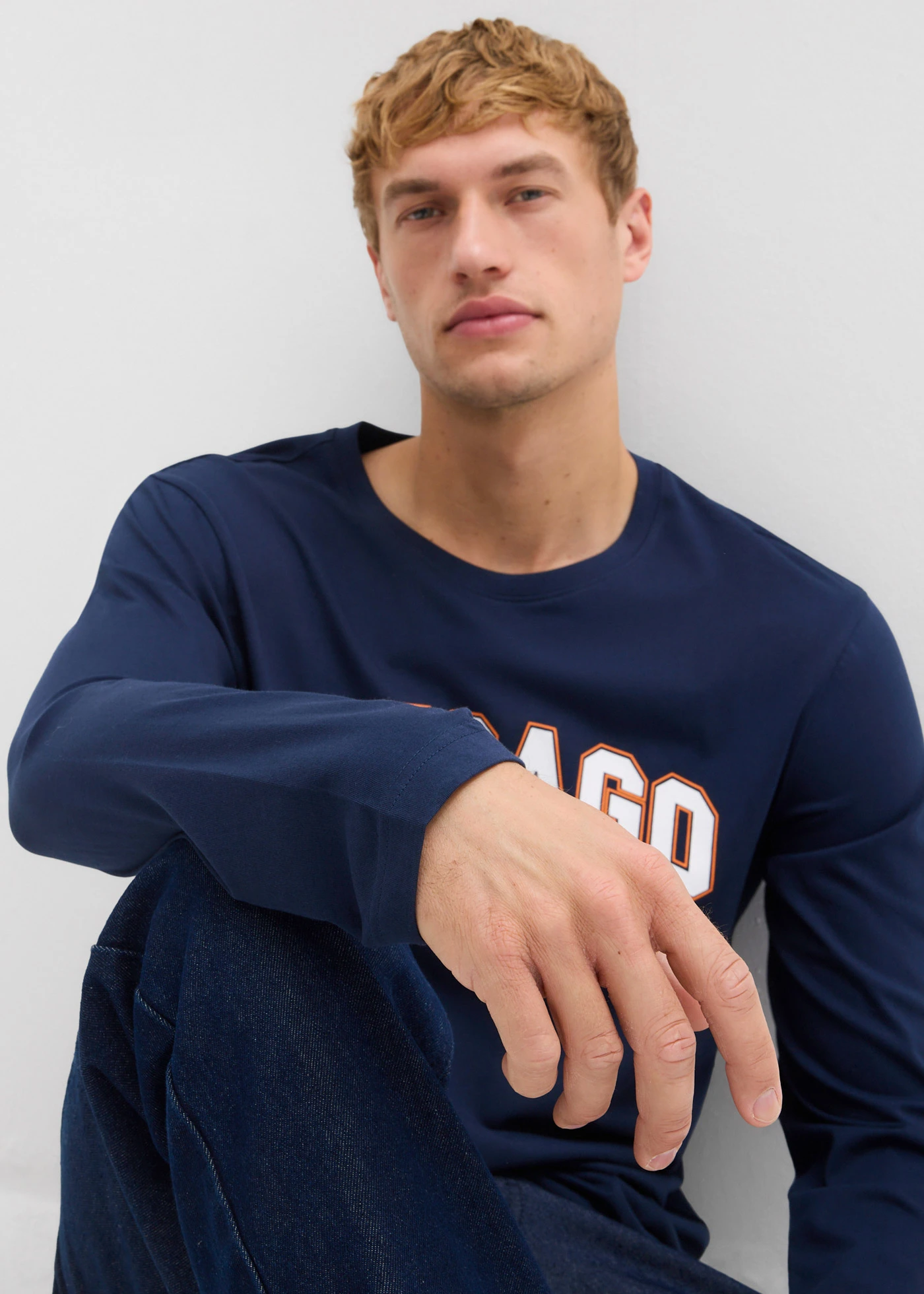 Tričko s dlouhým rukávem, z čisté organické bavlny (2 ks v balení) • tmavě modrá + tmavě zelená s potiskem • bonprix obchod