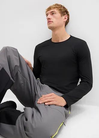 Lot de 2 T-shirts manches longues chauds, slim • crème+noir • Boutique bonprix