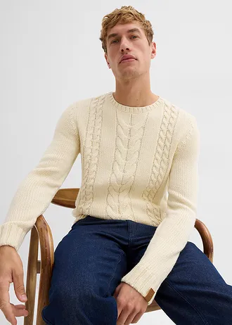Svetr z hrubé pleteniny s copánkovým vzorem • přírodní • bonprix obchod