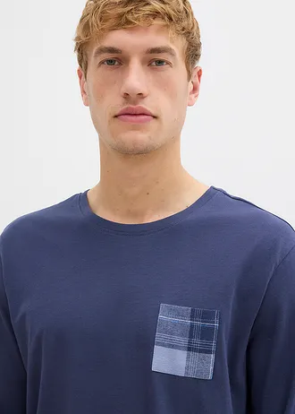 Férfi pizsama flanel nadrággal és puha pamutból • sötétkék/kockás • bonprix áruház